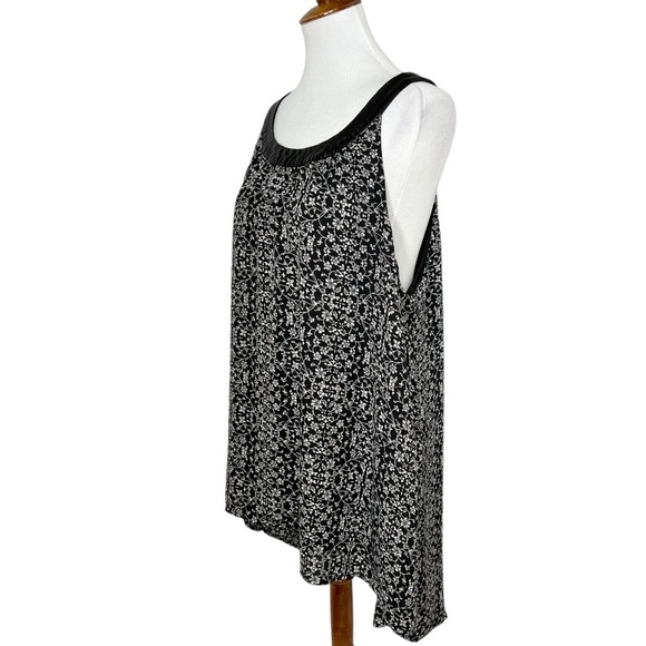 Torrid Black White Floral Faux Leather Halter Swing High Low Sleeveless Top 2X - Picture 3 of 10
